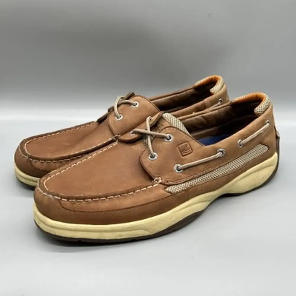Sperry Shoes Mens 13 Brown Leather Top Sider Boat Deck Moc Toe Casual Comfort